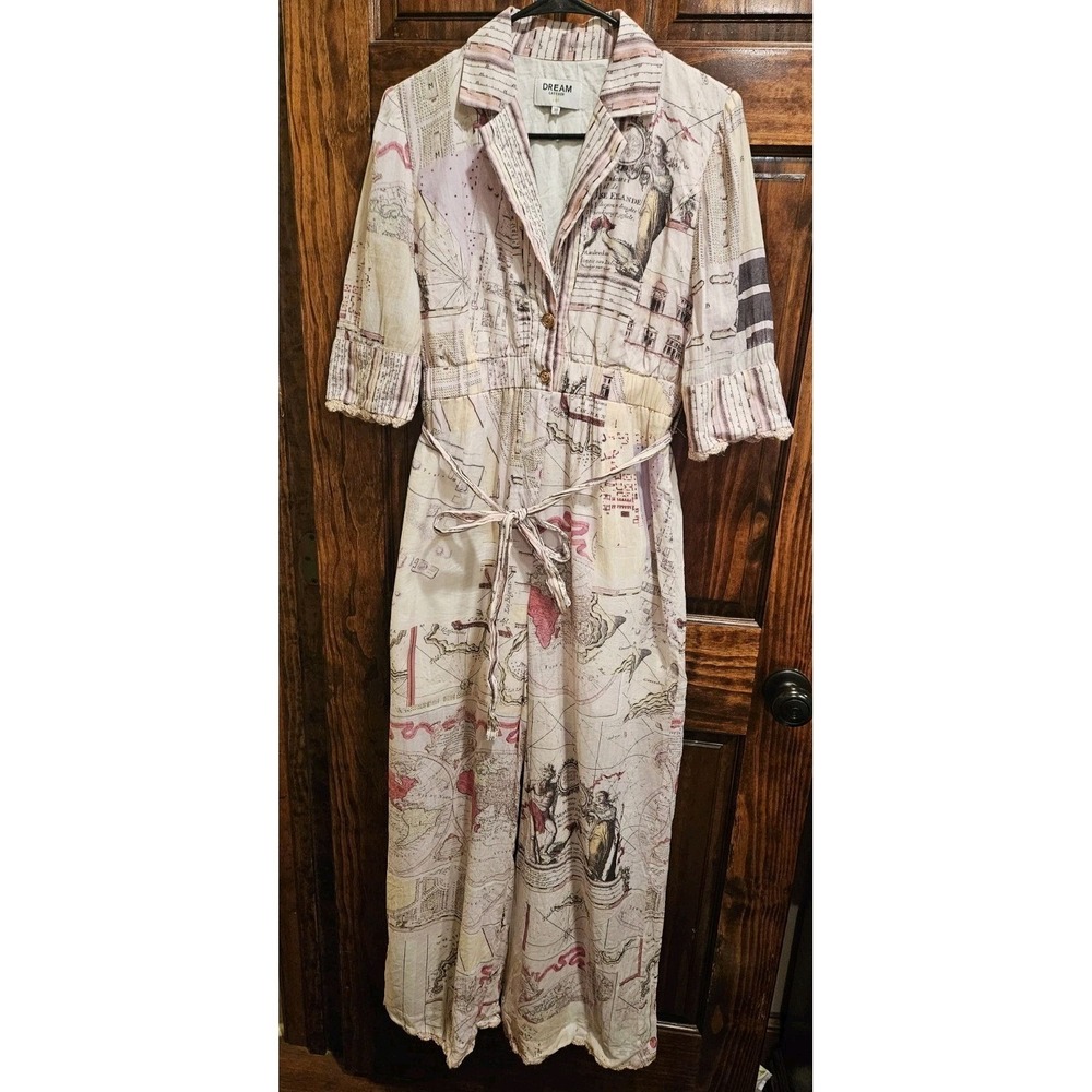 Dream Catcher Brand Jumpsuit Map Print Unique 38 6 8 Rare Design Canary Island